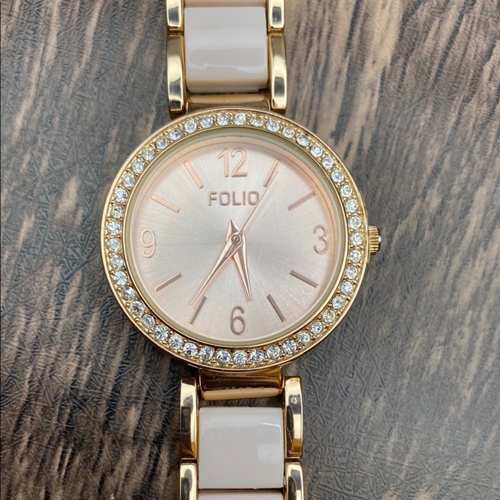 Folio Rose Gold-tone and Cream Women's 30 mm Watch
